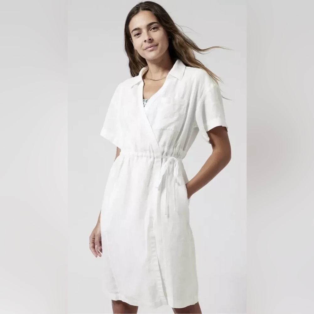 Athleta Playa Linen Wrap Dress Sz 8